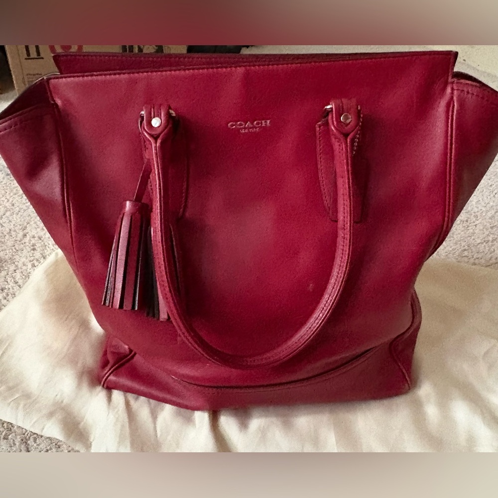Coach red leather tote bag - Picture 7 of 9